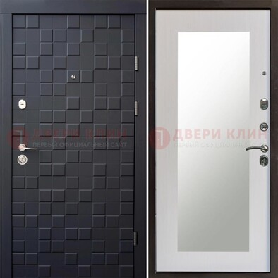 Черная стальная дверь МДФ и зеркалом ДЗ-50 в Климовске