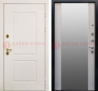 Белая стальная дверь с большим зеркалом ДЗ-73 в Подольске