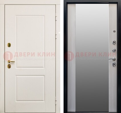 Белая стальная дверь с большим зеркалом ДЗ-73 в Климовске