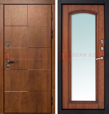 Белая филенчатая дверь с фрезерованной МДФ и зеркалом ДЗ-81 в Саранске