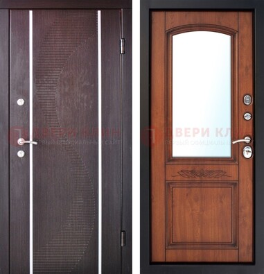 Входная дверь с МДФ и МДФ внутри с зеркалом ДЗ-88 в Климовске
