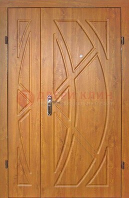 Полуторная металлическая дверь с МДФ золотой дуб ПЛ-17 в Климовске