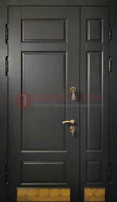 Черная полуторная железная дверь для частного дома ПЛ-2 в Климовске