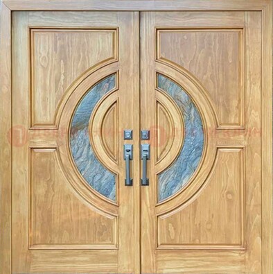 Двухстворчатая металлическая дверь с витражом ВЖ-11 в Климовске